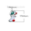 Picture of Zinc Based Alloy Charms Christmas Stocking Silver Tone Multicolor Enamel 17mm( 5/8") x 12mm( 4/8"), 5 PCs