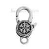 Picture of Zinc Based Alloy Lobster Clasp Findings Antique Silver Color Christmas Snowflake Carved 25mm x 14mm, 5 PCs