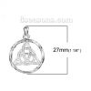 Picture of Brass Charms Round Silver Plated Celtic Knot Hollow 27mm(1 1/8") x 20mm( 6/8"), 3 PCs