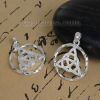 Picture of Brass Charms Round Silver Plated Celtic Knot Hollow 27mm(1 1/8") x 20mm( 6/8"), 3 PCs