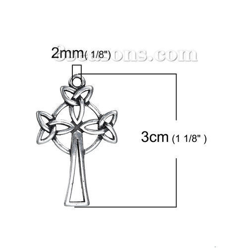 Bild von Messing Anhänger Baum Antiksilber Keltisch Knoten Hohl 30mm x 19mm, 2 Stücke                                                                                                                                                                                  