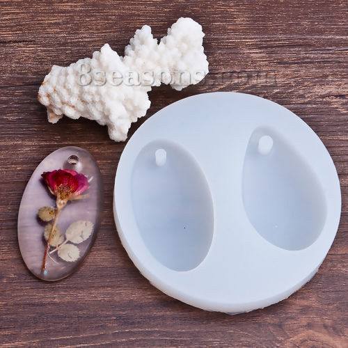 Picture of Silicone Resin Mold Oval Drop White 8.7cm(3 3/8") Dia., 1 Piece