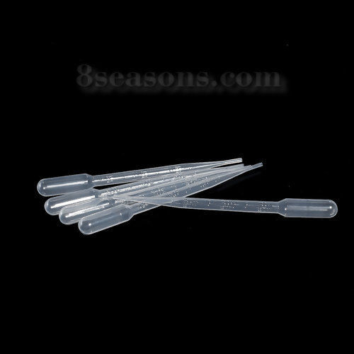 Picture of Plastic Resin Jewelry Tools Disposable Transfer Pipettes Clear 15.6cm(6 1/8") x 1.3cm(4/8"), 5 PCs