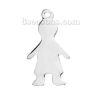 Picture of 2 PCs 304 Stainless Steel Blank Stamping Tags Charms Boy Silver Tone Double-sided Polishing 17mm x 9mm