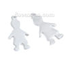 Picture of 2 PCs 304 Stainless Steel Blank Stamping Tags Charms Boy Silver Tone Double-sided Polishing 17mm x 9mm