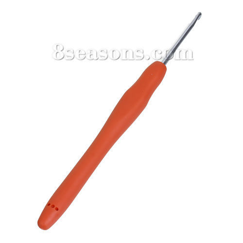 Picture of 3mm TPR Aluminum Crochet Hooks Orange-red 13.7cm(5 3/8") long, 2 PCs