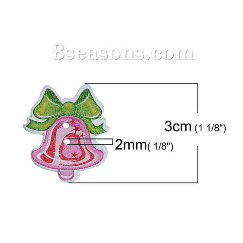 Immagine di Legno Bottone da Cucire Scrapbook Due Fori Campana A Random Cravatta a Farfalla Disegno 30mm x 26mm, 30 Pz