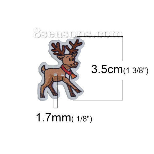 Picture of Wood Sewing Buttons Scrapbooking 2 Holes Christmas Reindeer Brown 35mm(1 3/8") x 27mm(1 1/8"), 30 PCs