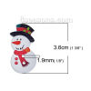 Изображение Деревянные Рождественский Снеговик Белый & Красный Пуговицы С двумя отверстиями Шапка 36мм x 18мм, 30 ШТ