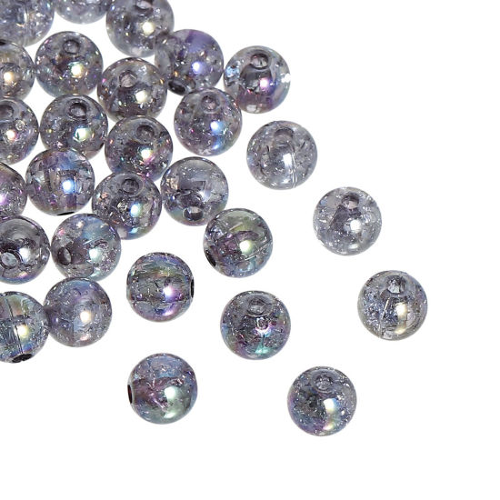 Imagen de Acrílico de Cuentas Chicle Bola , Gris , AB Color Agrietado 8mm Diámetro, Agujero: acerca de 2mm, 200 Unidades