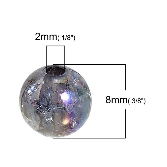 Imagen de Acrílico de Cuentas Chicle Bola , Gris , AB Color Agrietado 8mm Diámetro, Agujero: acerca de 2mm, 200 Unidades