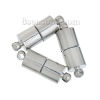 Picture of Zinc Based Alloy Magnetic Clasps Findings Cylinder Silver Tone 20mm x 6.5mm, 3 Sets