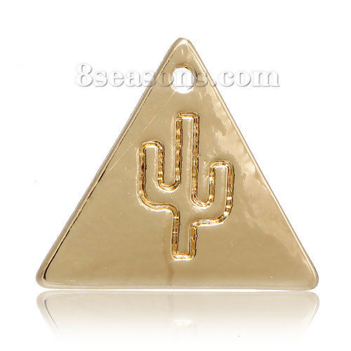 Picture of Zinc Based Alloy Charms Cactus Triangle Gold Plated 20mm( 6/8") x 17mm( 5/8"), 5 PCs
