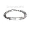 Picture of 304 Stainless Steel Blank Bar Blank Stamping Tags Bracelets Rectangle Silver Tone One-sided Polishing 22cm(8 5/8") long, 1 Piece