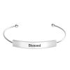 Bild von 304 Edelstahl Blank Bar Leere Stempeletiketten Offen Manschette Armreife Armband Rechteck Silberfarbe Einseitiges Polieren 15cm lang, 1 Strang