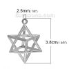 Picture of Brass Merkaba Meditation Pendants Silver Tone Hollow 38mm(1 4/8") x 28mm(1 1/8"), 1 Piece