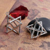 Picture of Brass Merkaba Meditation Pendants Silver Tone Hollow 38mm(1 4/8") x 28mm(1 1/8"), 1 Piece