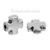 Picture of Zinc Based Alloy Spacer Beads Cross Antique Silver Color 10mm x 10mm, Hole: Approx 1.4mm, 30 PCs