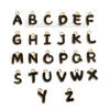 Picture of 1 Set ( 26 PCs/Set) Zinc Based Alloy Charms Gold Plated Black Capital Alphabet Initial Letter Mixed Message " A-Z " Enamel 13mm x9mm( 4/8" x 3/8") - 12mm x7mm( 4/8" x 2/8")
