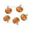 Picture of Zinc Based Alloy Halloween Charms Pumpkin Gold Plated Orange (Can Hold ss4 Pointed Back Rhinestone) Enamel 21mm( 7/8") x 20mm( 6/8"), 3 PCs