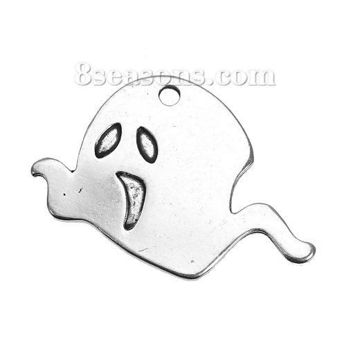 Immagine di Lega di Zinco Charms Halloween Fantasma Argento Antico 29mm x 20mm , 10 Pz