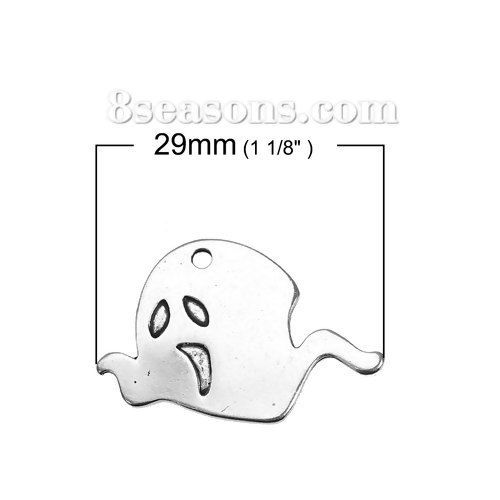 Immagine di Lega di Zinco Charms Halloween Fantasma Argento Antico 29mm x 20mm , 10 Pz