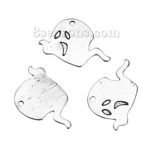 Immagine di Lega di Zinco Charms Halloween Fantasma Argento Antico 29mm x 20mm , 10 Pz