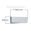 Picture of 304 Stainless Steel Money Clip Rectangle Silver Tone Blank Stamping Tags 71mm(2 6/8") x 20mm( 6/8"), 1 Piece