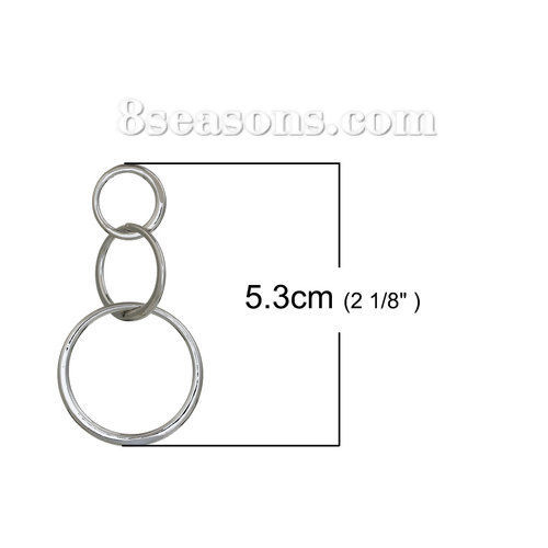 Picture of 1.5mm Brass Closed Soldered Jump Rings Findings Circle Ring Silver Tone 53mm x 27mm, 1 Piece