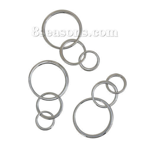 Picture of 1.5mm Brass Closed Soldered Jump Rings Findings Circle Ring Silver Tone 53mm x 27mm, 1 Piece