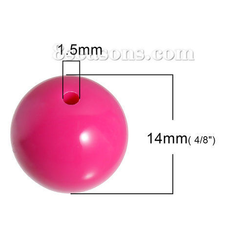 Image de Perle Bubblegum en Acrylique Rond Couleur au Hasard 14mm Dia, Taille de Trou: 1.5mm, 50 Pcs