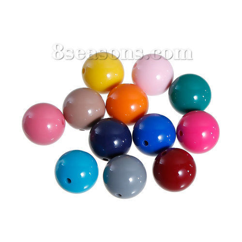 Image de Perle Bubblegum en Acrylique Rond Couleur au Hasard 14mm Dia, Taille de Trou: 1.5mm, 50 Pcs