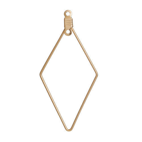 Picture of 10 PCs Brass Geometric Bezel Frame Charms Pendants Gold Plated Rhombus 50mm x 22mm                                                                                                                                                                            