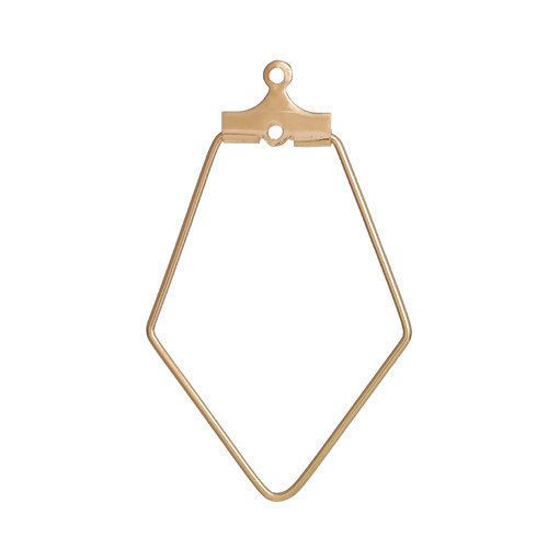Picture of 10 PCs Brass Geometric Bezel Frame Charms Pendants Gold Plated Polygon 36mm x 22mm                                                                                                                                                                            