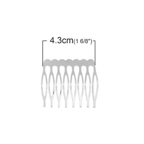 Image de Pinces à Cheveux en Alliage de Fer Rectangle Argent Mat 43mm x 39mm, 20 Pcs