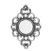 Image de Connecteurs de Bijoux en Alliage de Zinc Losange Argent Vieilli Fleur Creux Gravé (Convenable à Cabochon: 18mm) 52mm x 36mm, 5 Pcs