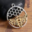 Picture of Zinc Based Alloy Insect Charms Gold Tone Antique Gold & Antique Silver Color Two Tone Honeycomb Bee Hollow 29mm x 25mm, 5 PCs