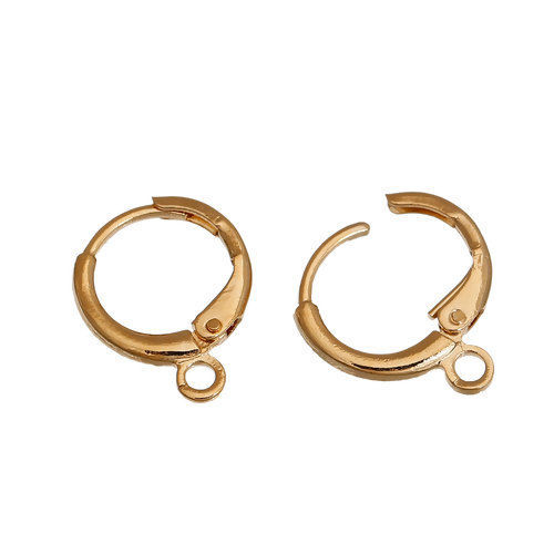 Image de Boucles d'Oreilles Dormeuse en Alliage de Zinc Couleur Or 14K, avec Boucle 15mm x 12mm, 10 Pcs