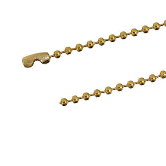 Bild von Eisenlegierung Kugelkette Etikett Rund Vergoldet 10cm - 9cm, 50 Streifen