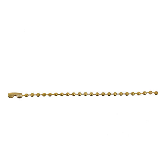 Bild von Eisenlegierung Kugelkette Etikett Rund Vergoldet 10cm - 9cm, 50 Streifen