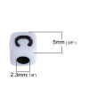 Picture of Acrylic Spacer Beads Square White At Random Mixed Alphabet /Letter Pattern About 5mm x 5mm, Hole: Approx 2.3mm, 500 PCs