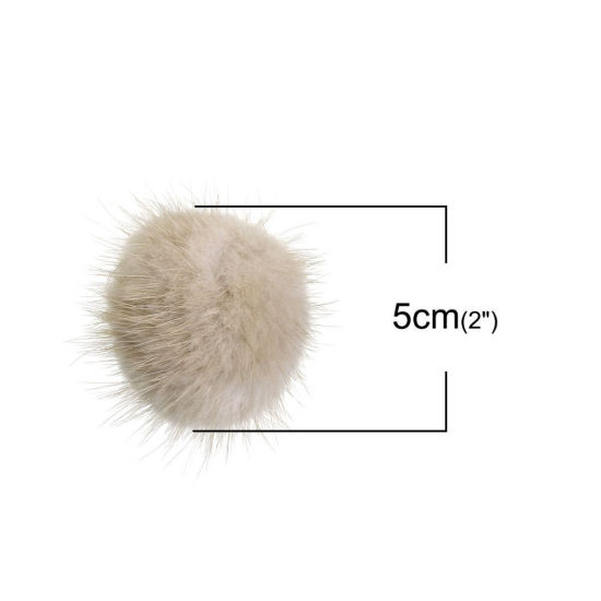 Image de Pompon en Pelage de Vison Gris Foncé 50mm Dia, 1 Pièce