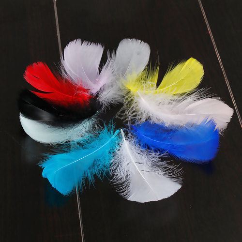 Picture of Natural Dyed Goose Feather For DIY & Craft Mauve 10cm x3cm(3 7/8" x1 1/8") - 3cm x1cm(1 1/8" x 3/8"), 100 PCs