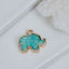 Picture of Zinc Based Alloy Charms Elephant Animal Gold Plated Mint Green Imitation Opal 17mm( 5/8") x 15mm( 5/8"), 3 PCs