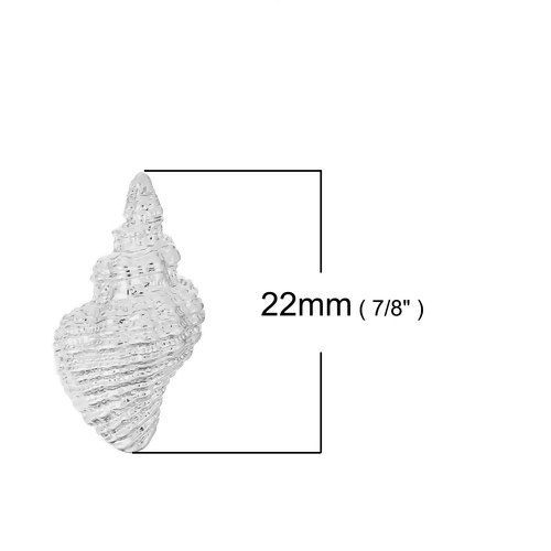 Imagen de Latón Colgantes Charms Caracola Argentado 22mm x 13mm, 2 Unidades