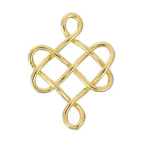 Bild von Messing Verbinder Chinesische Knoten Keltischer Knoten Vergoldet Hohl 24mm x 18mm, 3 Stück                                                                                                                                                                    