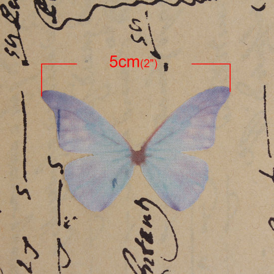 Image de Papillon Éthéré en Organza Blanc & Rouge 50mm x 35mm, 5 Pcs
