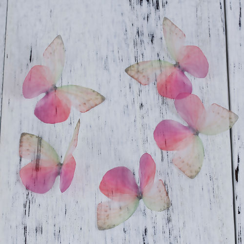 Bild von Organza DIY & Handwerk Fuchsie Schmetterling 50mm x 35mm, 5 Stück