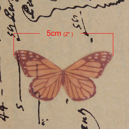 Image de Papillon Éthéré en Organza Orange 50mm x 25mm, 5 Pcs