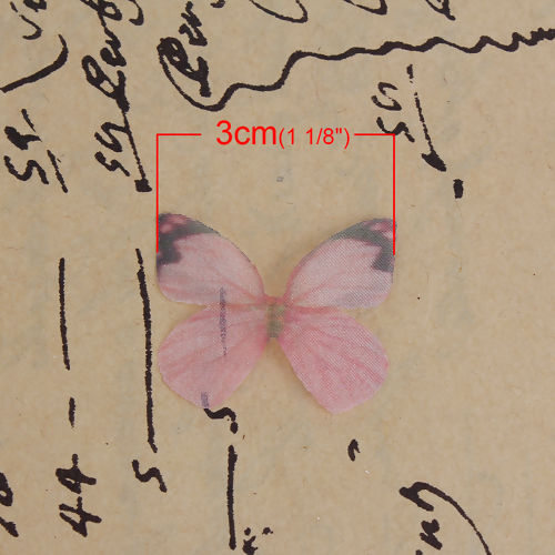 Bild von Organza DIY & Handwerk Rosa Schmetterling 30mm x 22mm, 5 Stück